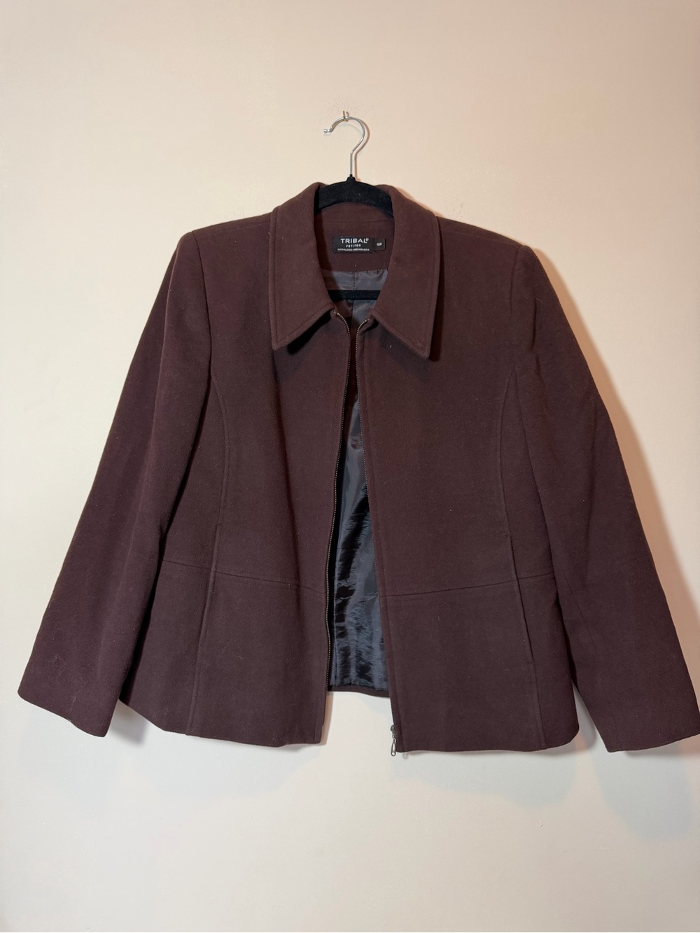Tribal Dark Brown Women's Wool-Blend Blazer Jacket